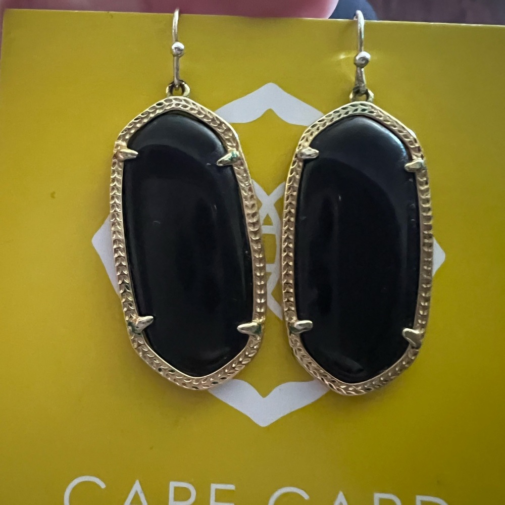 Kendra Scott Black and Gold Elle Drop Earrings